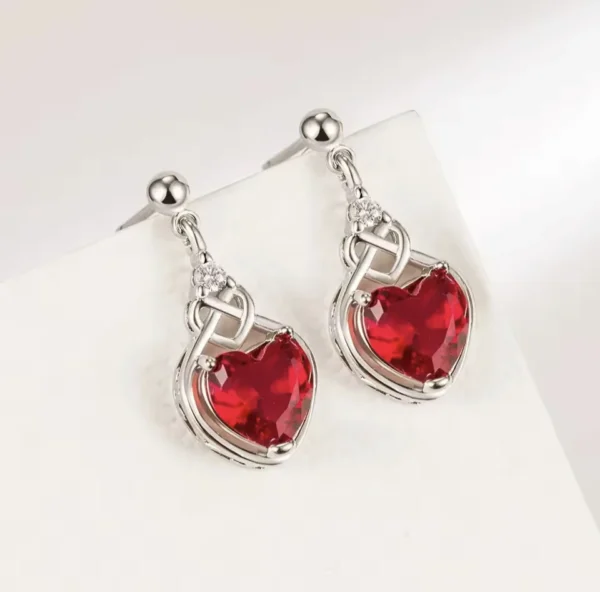 Red Heart Zircon Sterling Silver Jewelry Set
