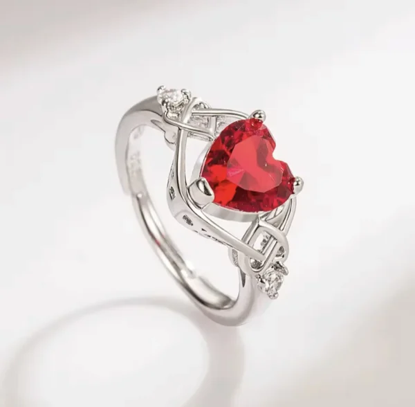 Red Heart Zircon Sterling Silver Jewelry Set
