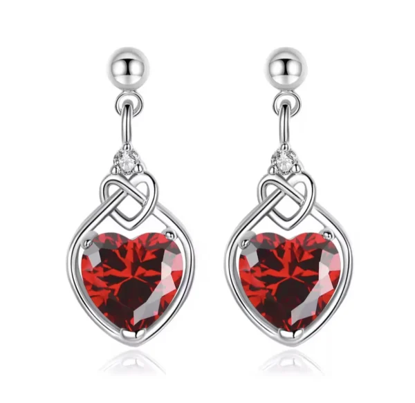 Red Heart Zircon Sterling Silver Jewelry Set