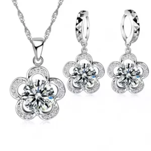Floral Silver Jewelry Set