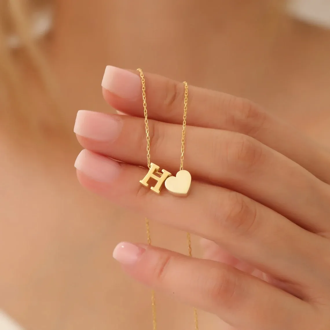 Gold Initial Necklace for Women