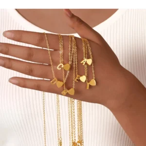 Gold Initial Necklace for Women