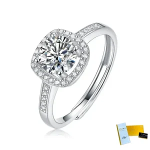 1 carat silver moissanite ring