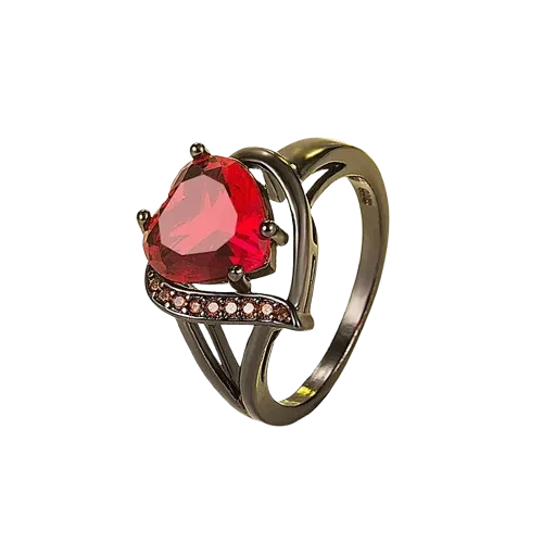 black red heart ring