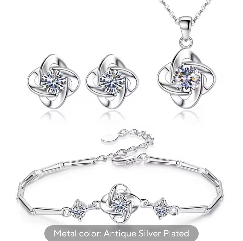 Star Shaped Silver Jewelry Set - Sterling Silver Jewelry Set