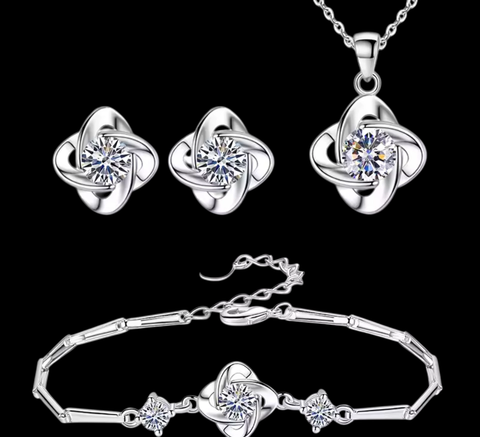 Star Shaped Silver Jewelry Set - Sterling Silver Jewelry Set