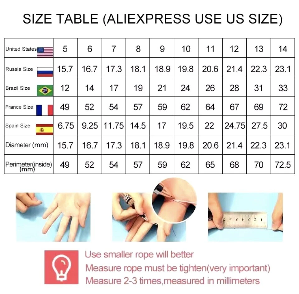 Size Chart Rings - Men Tungsten Rings