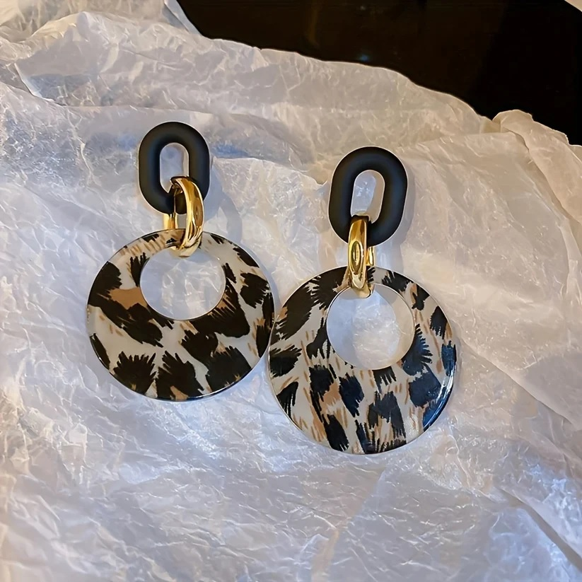 Leopard Print Dangle Earrings - Women Fashion Jewelry