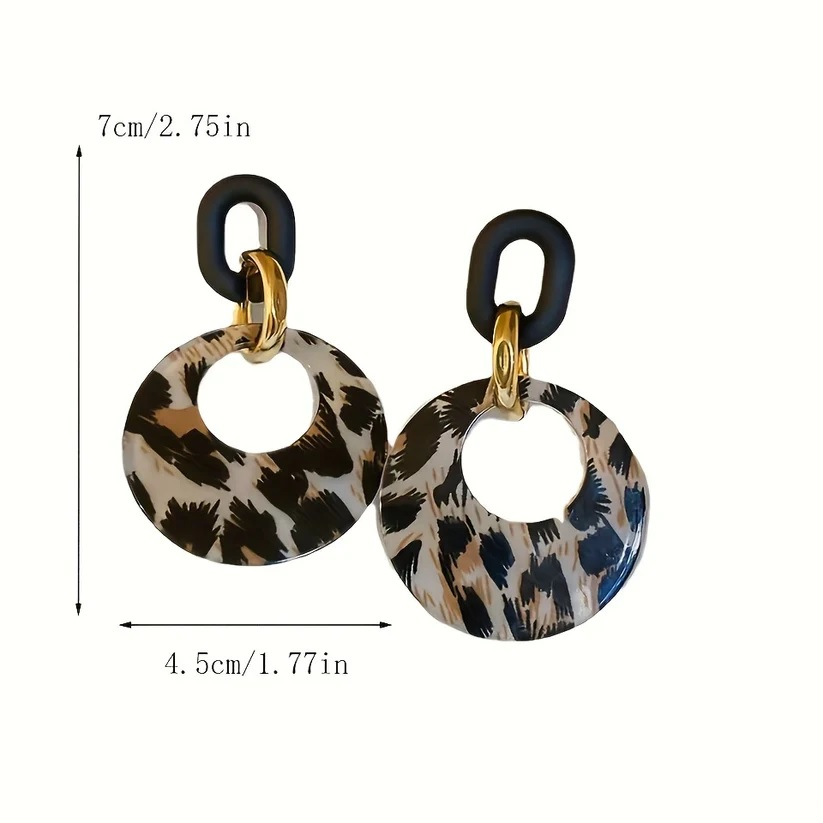 Leopard Print Dangle Earrings - Women Fashion Jewelry